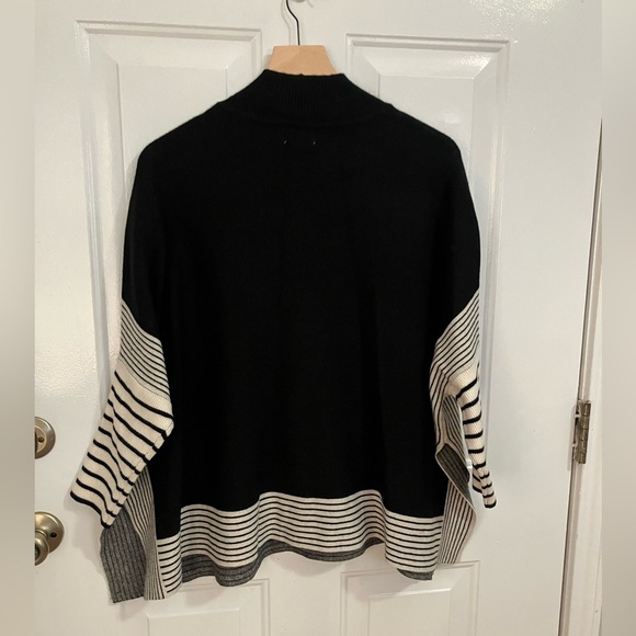 Pink Lily black& white striped knit poncho 
Mock turtleneck collar - Picture 5 of 5